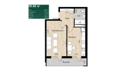 1-комн. квартира 38.61 м²  1/16 этаж | Жилой комплекс SOKIN DIYOR