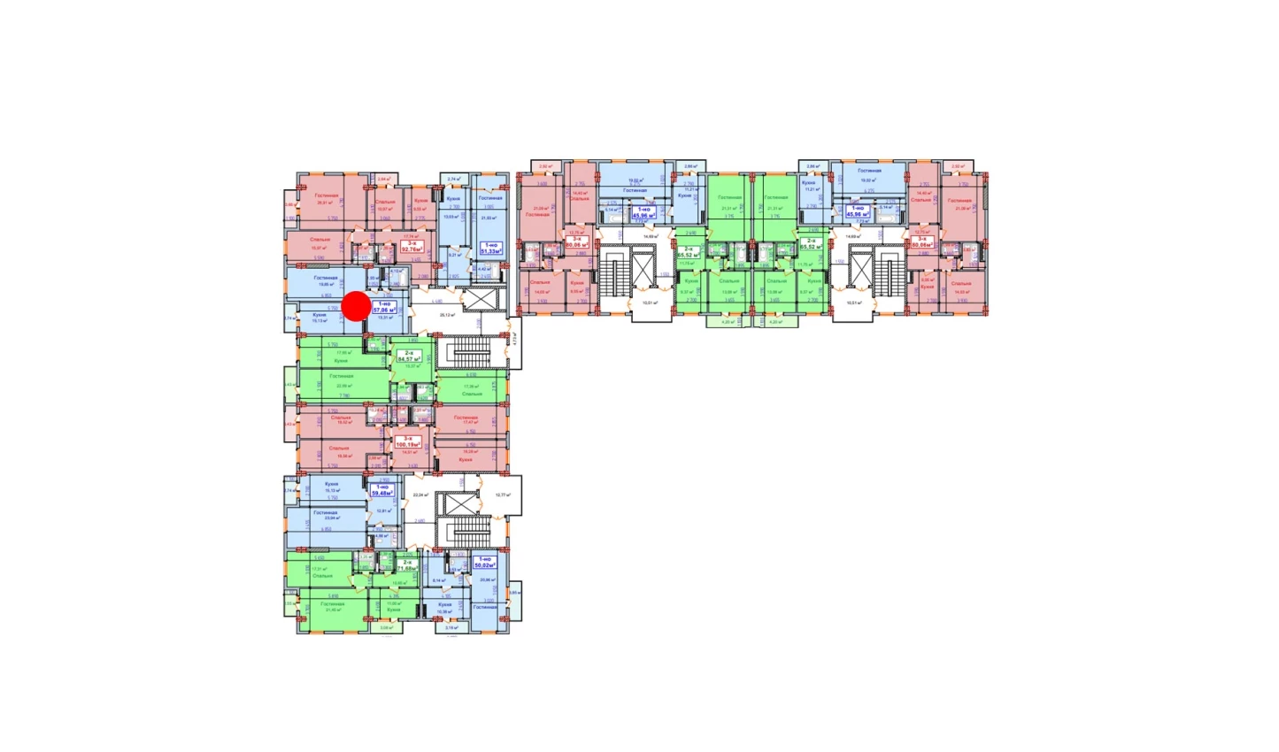 1-комн. квартира 57.06 м²  7/9 этаж | Жилой комплекс SHAYX-UL OLAM