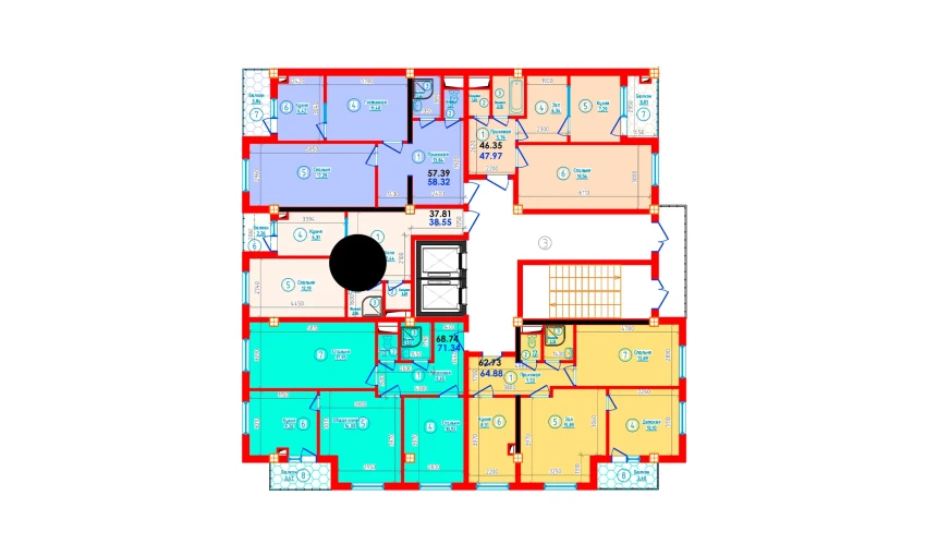 1-комнатная квартира 38.55 м²  10/12 этаж | Жилой комплекс S-Tower