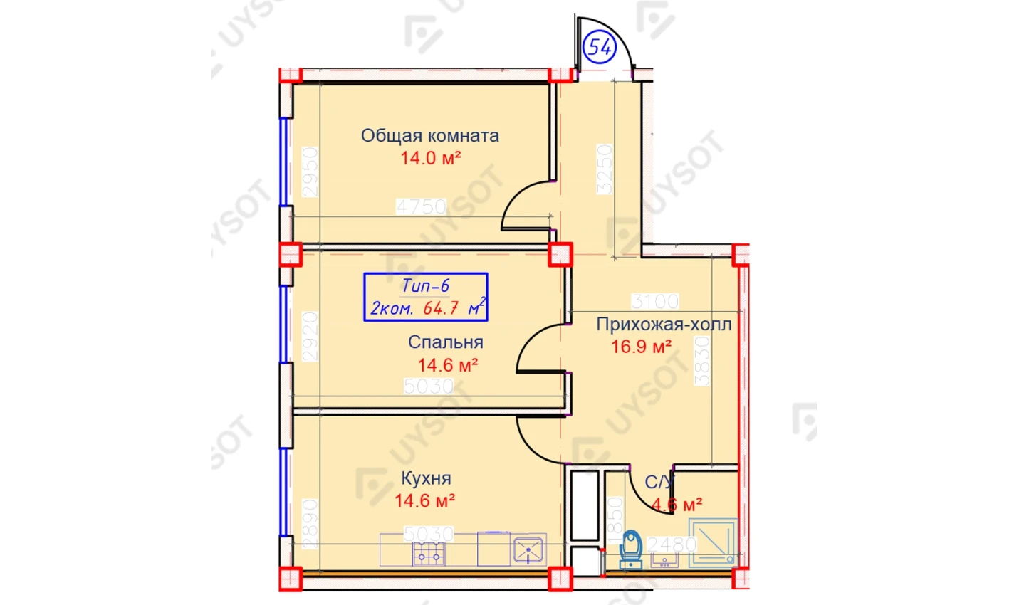 2-xonali xonadon 64.7 m² 2/9 qavat | QASHQADARYO Turar-joy majmuasi 2-xonali xonadon 64.7 m² 2/9 qavat | QASHQADARYO Turar-joy majmuasi