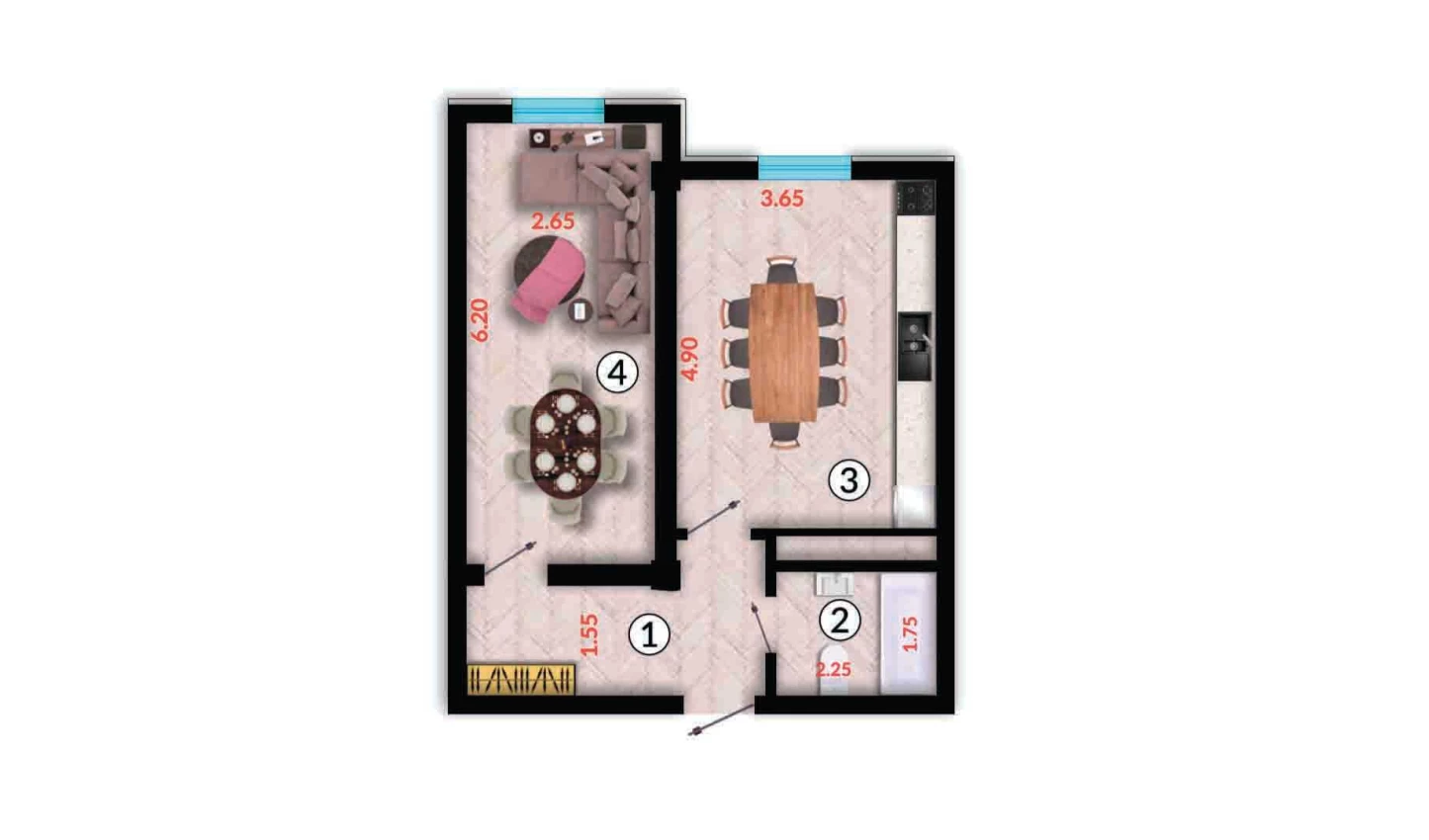 1-комн. квартира 46.9 м²  3/10 этаж | Жилой комплекс Ko'kcha-Oqtepa