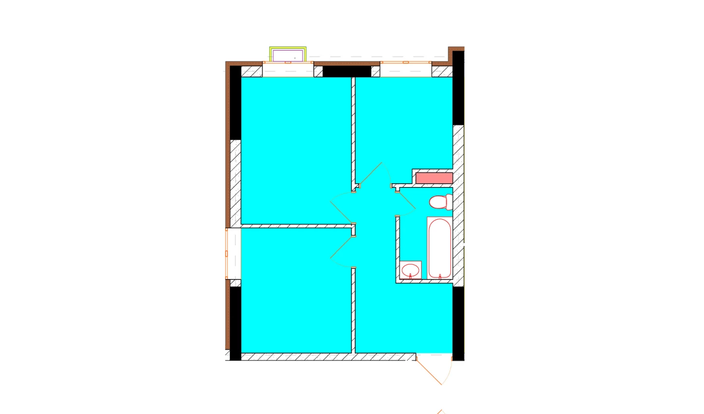 2-xonali xonadon 43.1 m²  2/9 qavat | Uchtepa Avenue Turar-joy majmuasi