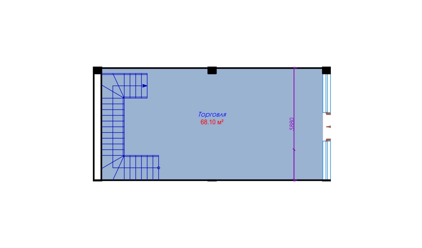 1-xonali xonadon 68.1 m²  1/10 qavat | Ko'kcha-Oqtepa Turar-joy majmuasi