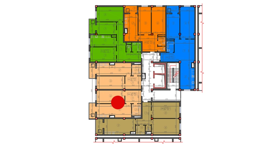 1-xonali xonadon 58 m²  7/12 qavat | Sokin hayot Turar-joy majmuasi