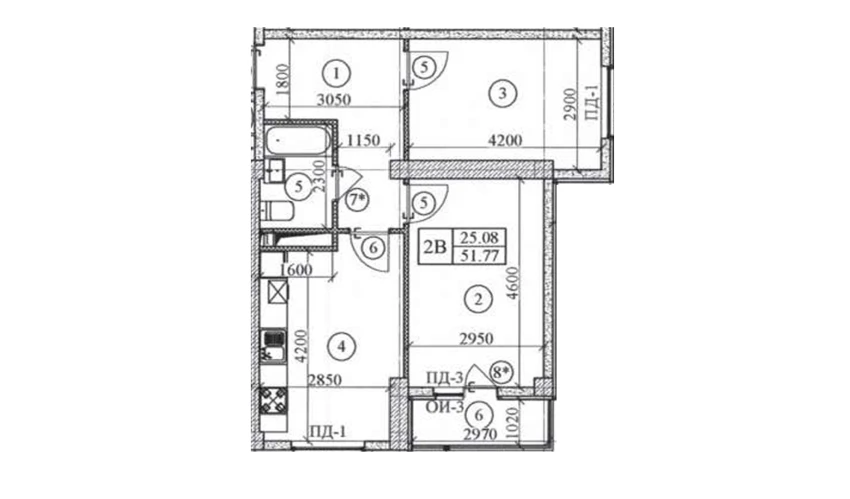 2-комнатная квартира 50 м²  4/9 этаж | Жилой комплекс Yangi O'zbekiston