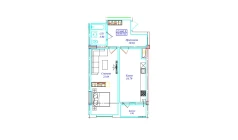1-xonali xonadon 56.68 m²  8/17 qavat | UCHTEPA CITY Turar-joy majmuasi