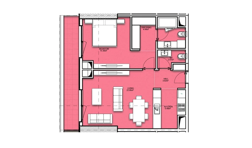 2-комнатная квартира 70.19 м²  15/19 этаж | Жилой комплекс Resim Taşkent