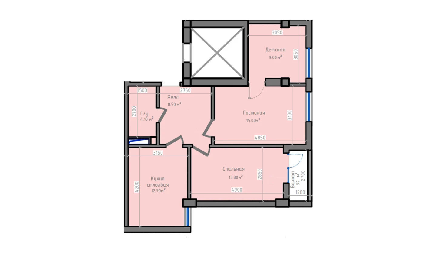 3-комн. квартира 70.8 м²  12/13 этаж | Жилой комплекс ORZU SAROYI