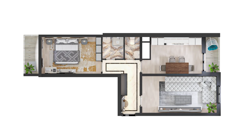 2-комн. квартира 60.3 м²  15/16 этаж | Жилой комплекс TRINITY