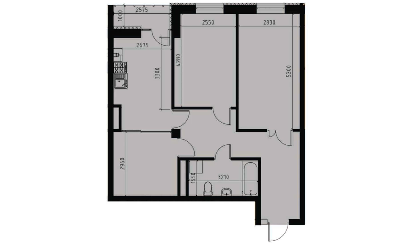 2-xonali xonadon 67.38 m²  6/10 qavat | YANGIOBOD RESIDENCE Turar-joy majmuasi