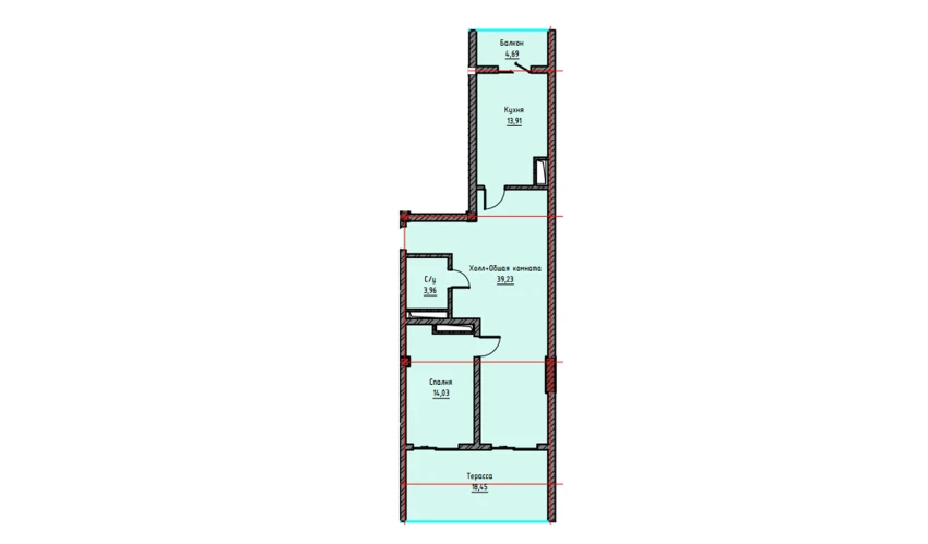 2-xonali xonadon 94.27 m²  17/17 qavat | UCHTEPA CITY Turar-joy majmuasi