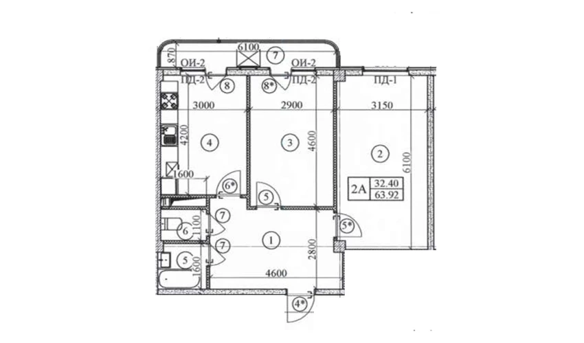 2-комнатная квартира 62 м²  8/9 этаж | Жилой комплекс Yangi O'zbekiston