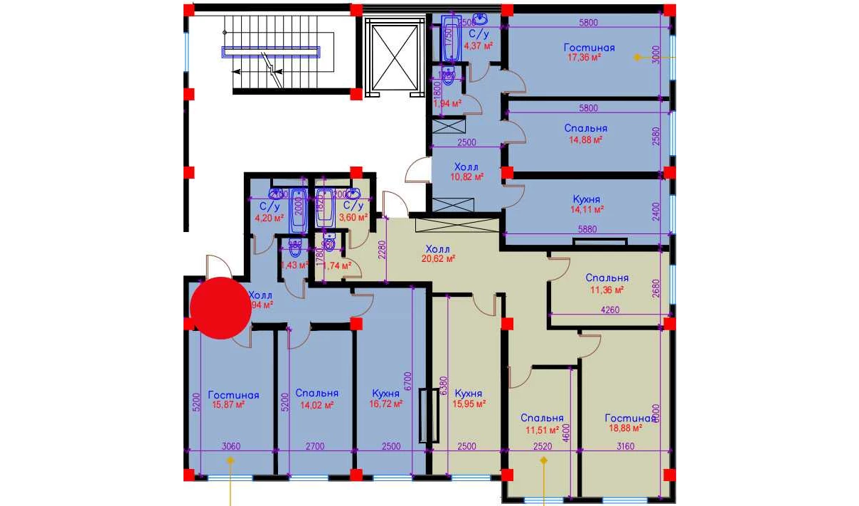 2-комн. квартира 62.18 м²  10/10 этаж | Жилой комплекс Ko'kcha-Oqtepa