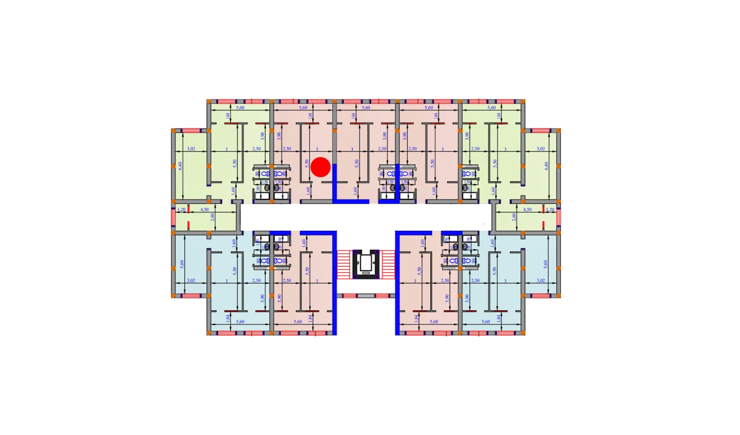 1-xonali xonadon 57.4 m²  3/9 qavat | SHOHSAROY Turar-joy majmuasi