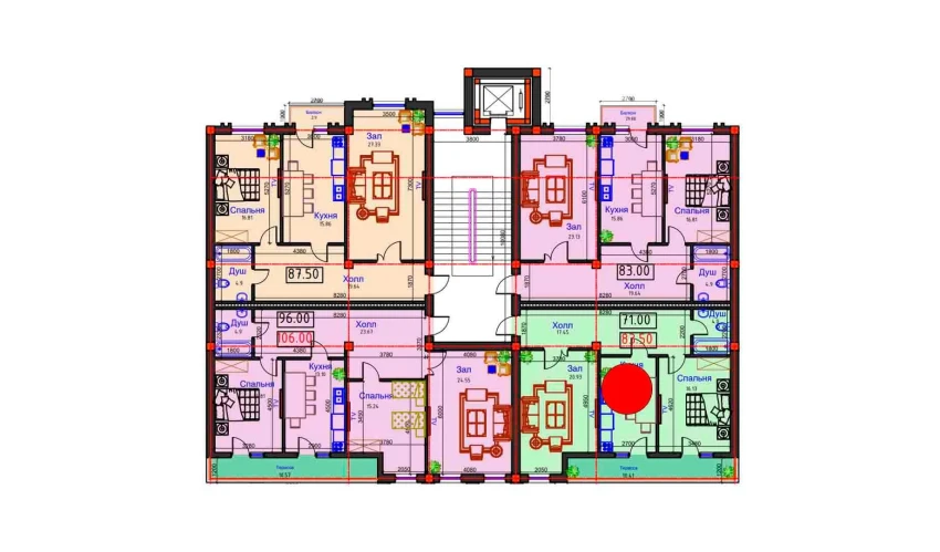 2-xonali xonadon 83.5 m²  9/9 qavat | BAHOR Turar-joy majmuasi