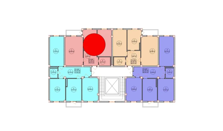 2-xonali xonadon 63.28 m²  5/7 qavat | Ashxabod Turar-joy majmuasi