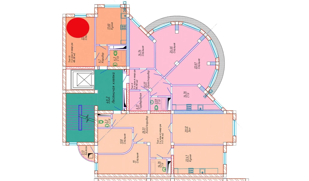 1-xonali xonadon 48.38 m²  3/10 qavat | Samarqand Park Avenue Turar-joy majmuasi