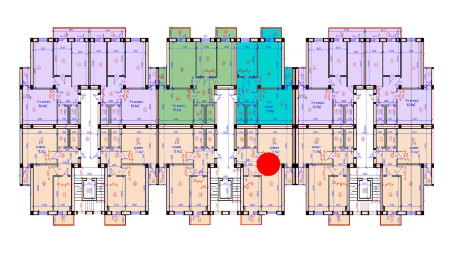 2-xonali xonadon 71.6 m²  5/7 qavat | G'IJDUVON CITY Turar-joy majmuasi