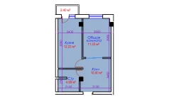 1-xonali xonadon 40.84 m²  4/10 qavat | Ko'kcha-Oqtepa Turar-joy majmuasi