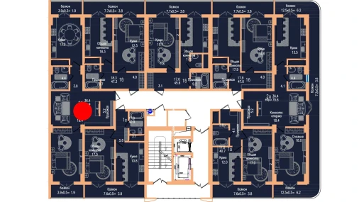 2-xonali xonadon 67.4 m²  11/17 qavat | Vertex Tawer Turar-joy majmuasi