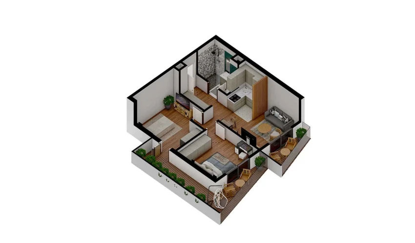 3-комнатная квартира 56.4 м²  4/7 этаж | Жилой комплекс TUSHLAR VODIYSI