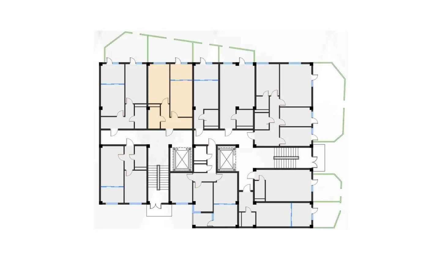 2-xonali xonadon 44.25 m²  1/7 qavat | Bochka Resort Turar-joy majmuasi