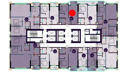 2-xonali xonadon 60 m²  14/20 qavat | Central Avenue Turar-joy majmuasi