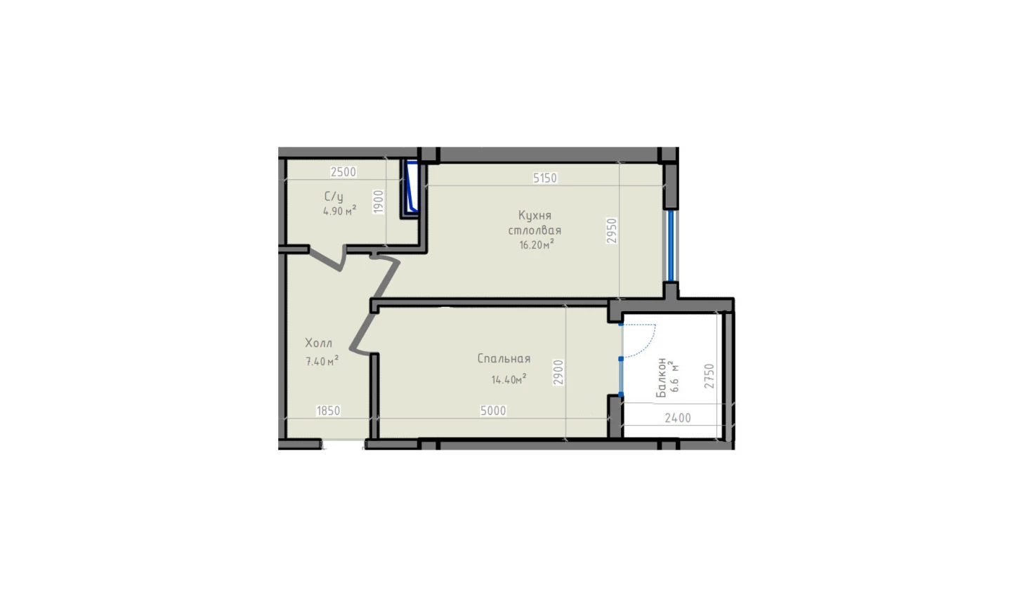 1-xonali xonadon 52.6 m²  7/13 qavat | ORZU SAROYI Turar-joy majmuasi