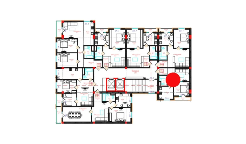 1-xonali xonadon 41 m²  4/10 qavat | CHINARA PARK Turar-joy majmuasi