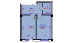 1-xonali xonadon 47.14 m²  7/10 qavat | Ko'kcha-Oqtepa Turar-joy majmuasi