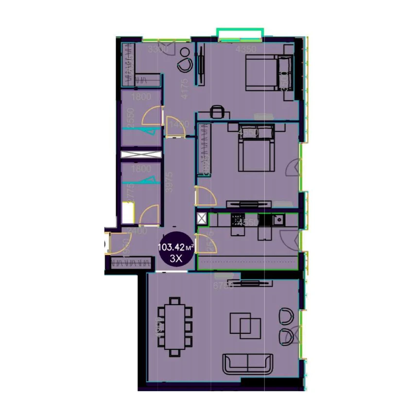 3-комн. квартира 103.42 м² 10/19 этаж | Жилой комплекс Central Avenue 3-комн. квартира 103.42 м² 10/19 этаж | Жилой комплекс Central Avenue