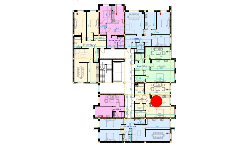 2-xonali xonadon 79.8 m²  2/7 qavat | Rohat Turar-joy majmuasi