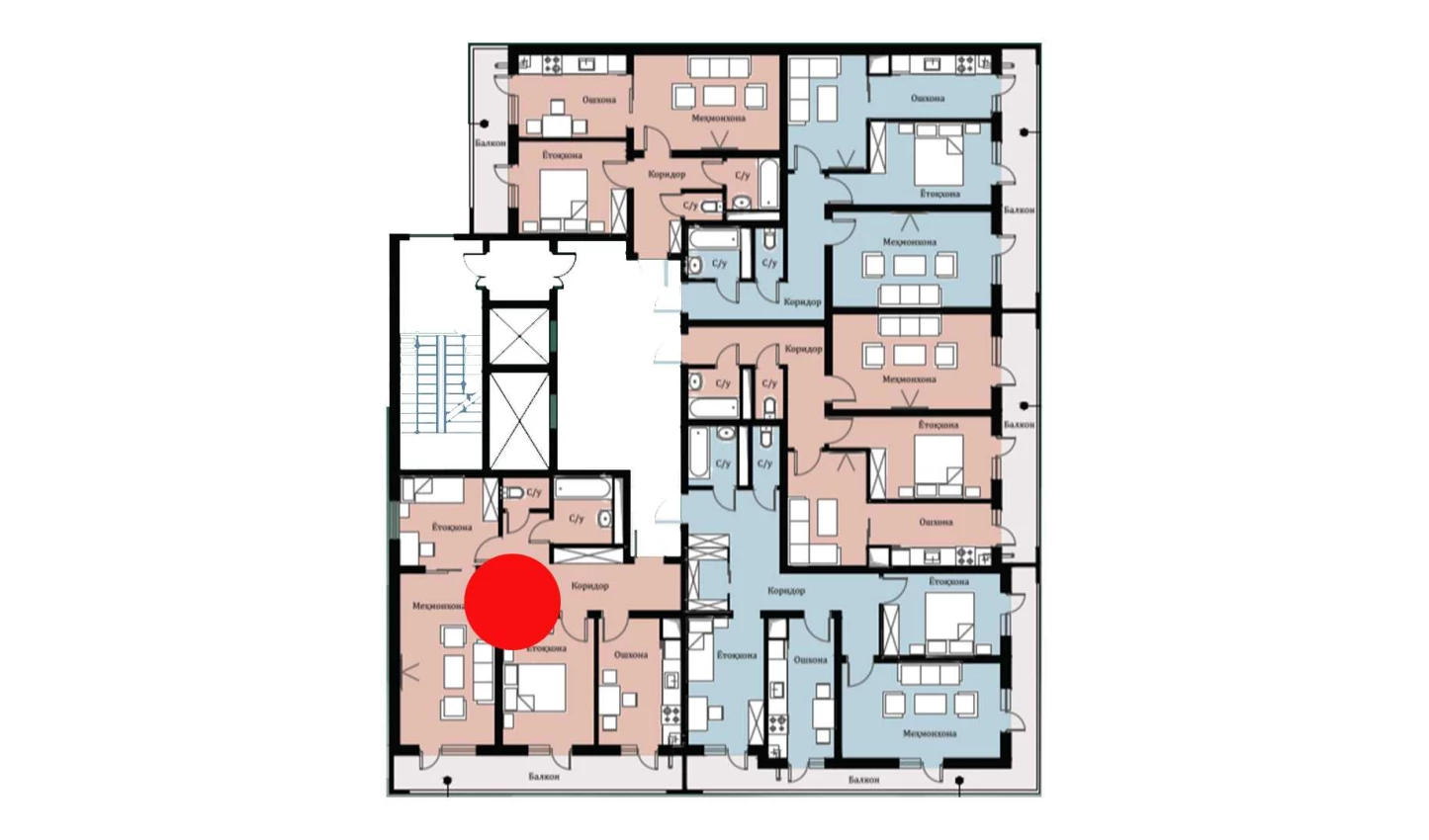 3-комн. квартира 68.23 м²  10/16 этаж | Жилой комплекс SOKIN DIYOR