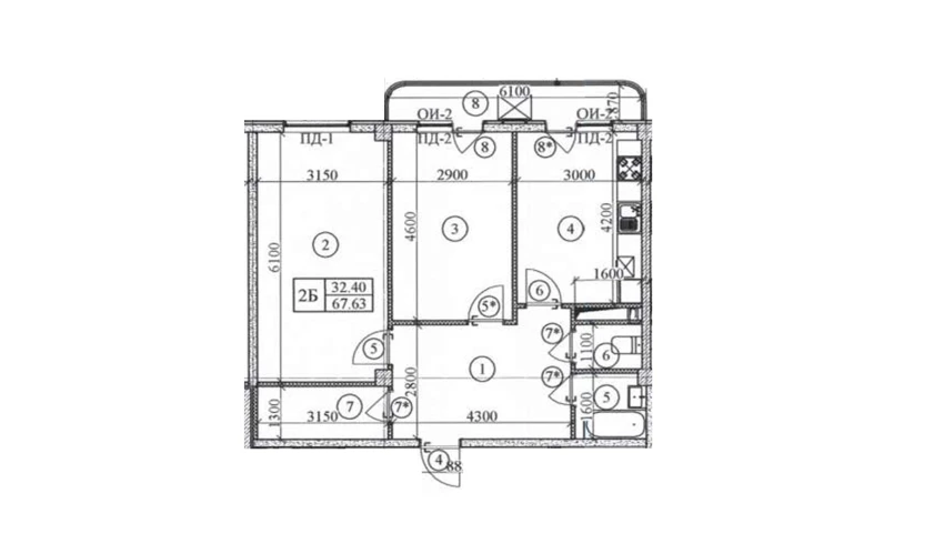 2-комнатная квартира 66 м²  8/9 этаж | Жилой комплекс Yangi O'zbekiston