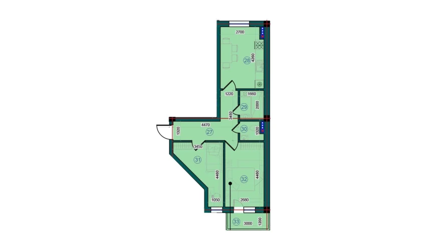 2-комнатная квартира 53.9 м²  6/7 этаж | Жилой комплекс Bristol