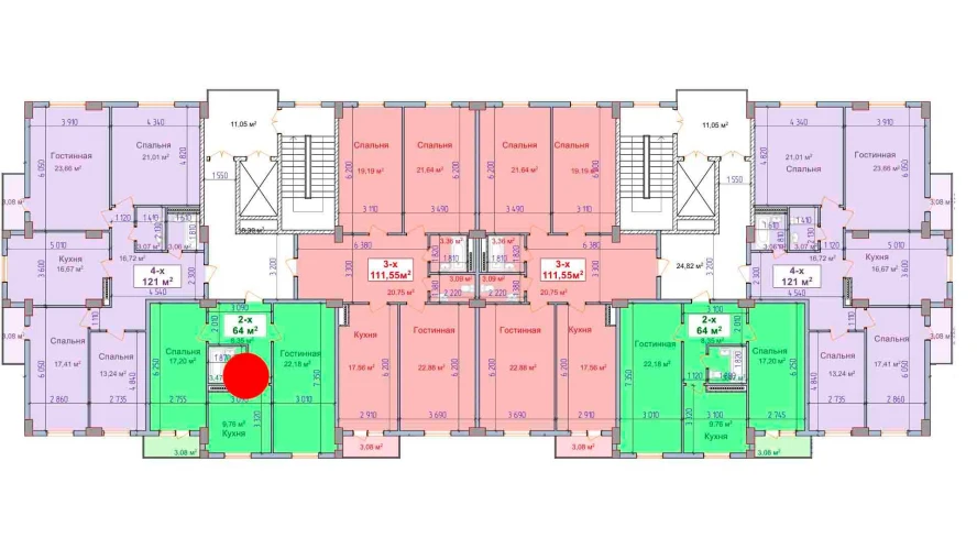 2-комн. квартира 64 м²  8/9 этаж | Жилой комплекс SHAYX-UL OLAM