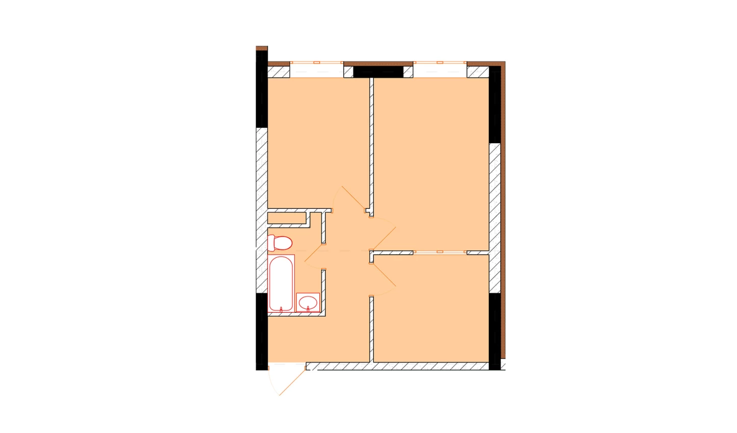 2-xonali xonadon 42.6 m²  6/9 qavat | Uchtepa Avenue Turar-joy majmuasi