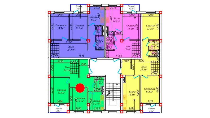 2-комн. квартира 68 м²  5/6 этаж | Жилой комплекс CHIRCHIQ CITY