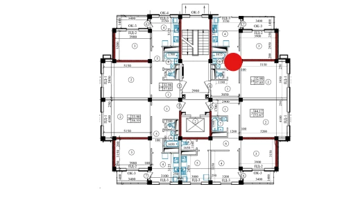 2-xonali xonadon 57.85 m²  3/9 qavat | Yangi O'zbekiston Turar-joy majmuasi