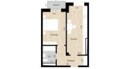 1-xonali xonadon 43.79 m²  4/10 qavat | Ko'kcha-Oqtepa Turar-joy majmuasi