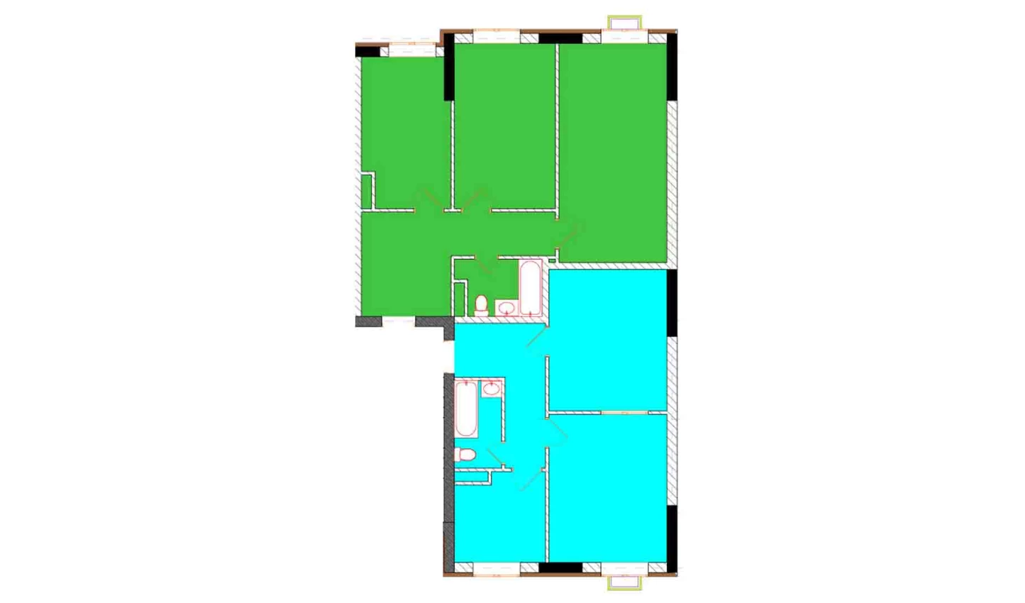 4-xonali xonadon 116 m²  1/9 qavat | Uchtepa Avenue Turar-joy majmuasi