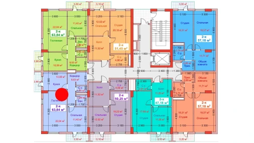 2-комнатная квартира 63.84 м²  8/8 этаж | Жилой комплекс CAPITAL AVENUE