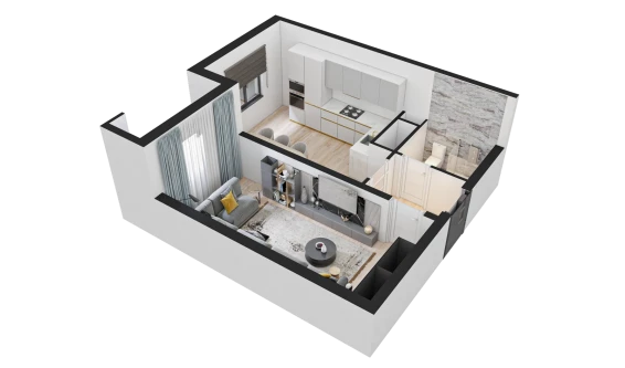 1-xonali xonadon 40.55 m²  12/16 qavat | TRINITY Turar-joy majmuasi