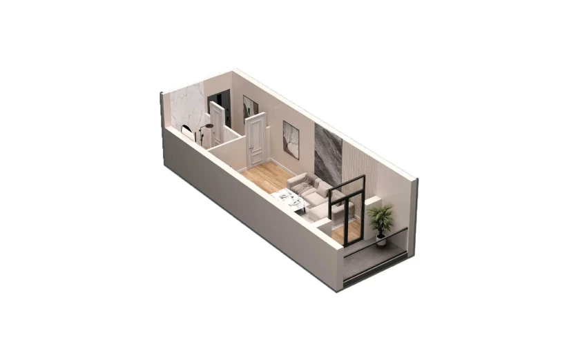 2-комнатная квартира 32.1 м²  6/16 этаж | Жилой комплекс DO'MBIROBOD RESIDENCE