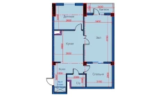 3-xonali xonadon 68.54 m²  11/12 qavat | Sokin city Turar-joy majmuasi