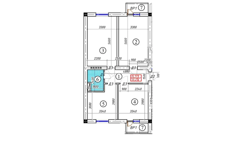 3-комнатная квартира 76.17 м²  2/5 этаж | Жилой комплекс BATOSH