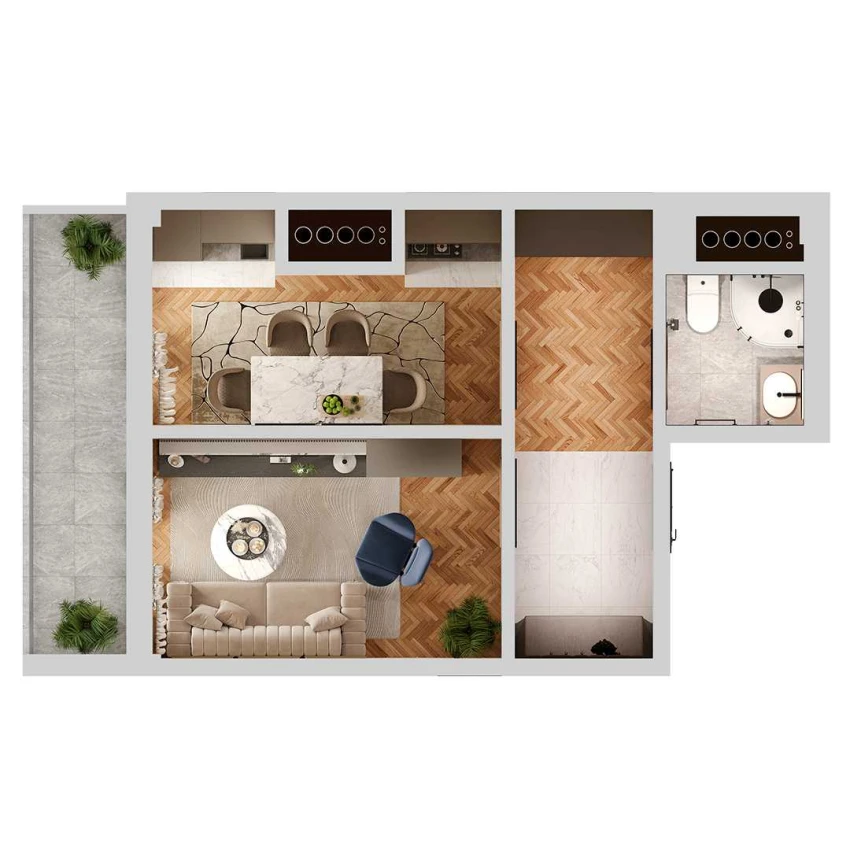 2-комн. квартира 38.1 м²  7/12 этаж | Жилой комплекс SOKIN SOHIL