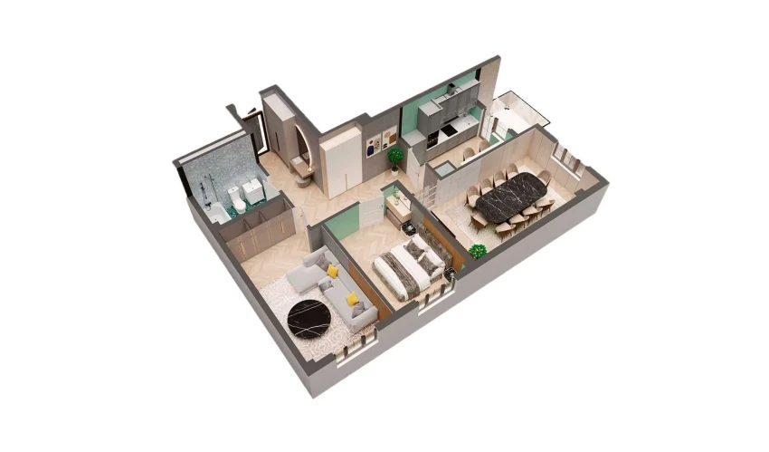 3-комнатная квартира 78.08 м²  4/8 этаж | Жилой комплекс YASHIL VODIY RESIDENCE