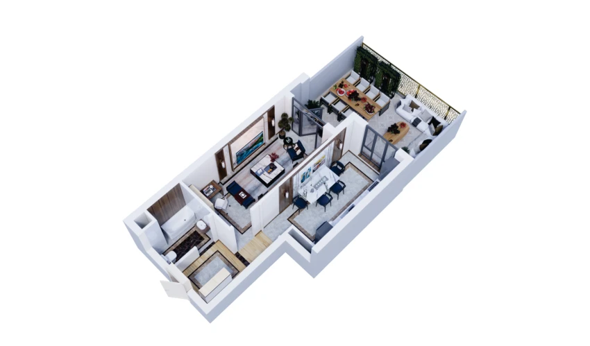 1-xonali xonadon 45.6 m²  3/16 qavat | Musaffo Turar-joy majmuasi