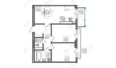 2-комн. квартира 61.09 м²  2/13 этаж | Жилой комплекс SUN